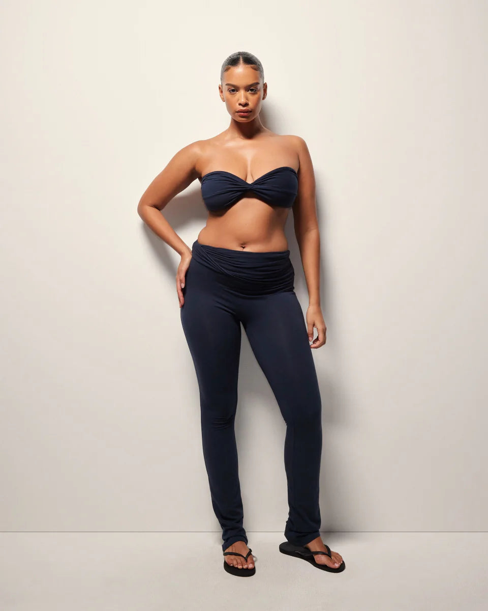 Asymmetrical Foldover Leggings | Midnight