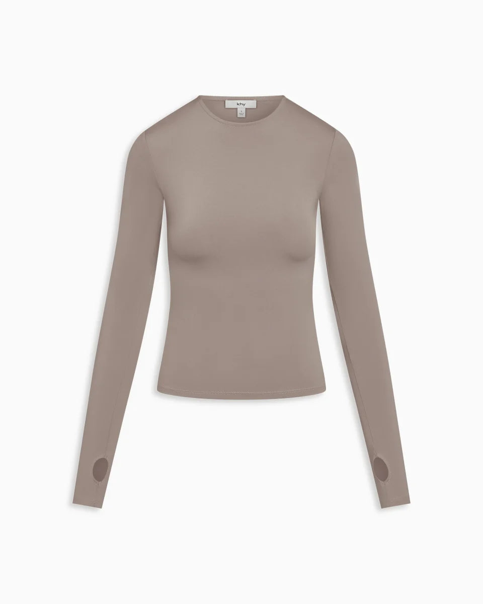 Long Sleeve Thumb Hole Tee | Cement