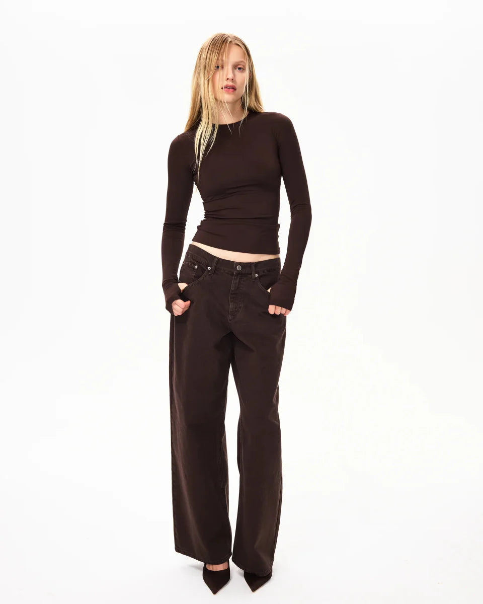 Long Sleeve Thumb Hole Tee | Chocolate