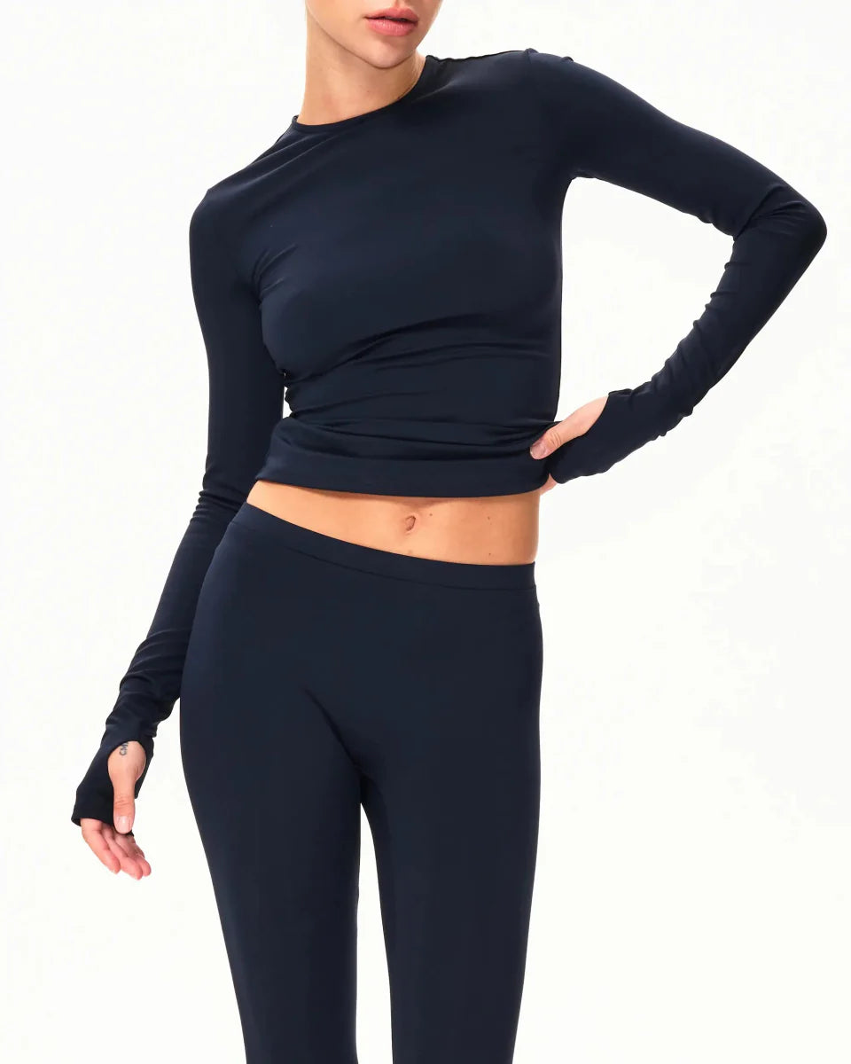 Long Sleeve Thumb Hole Tee | Midnight